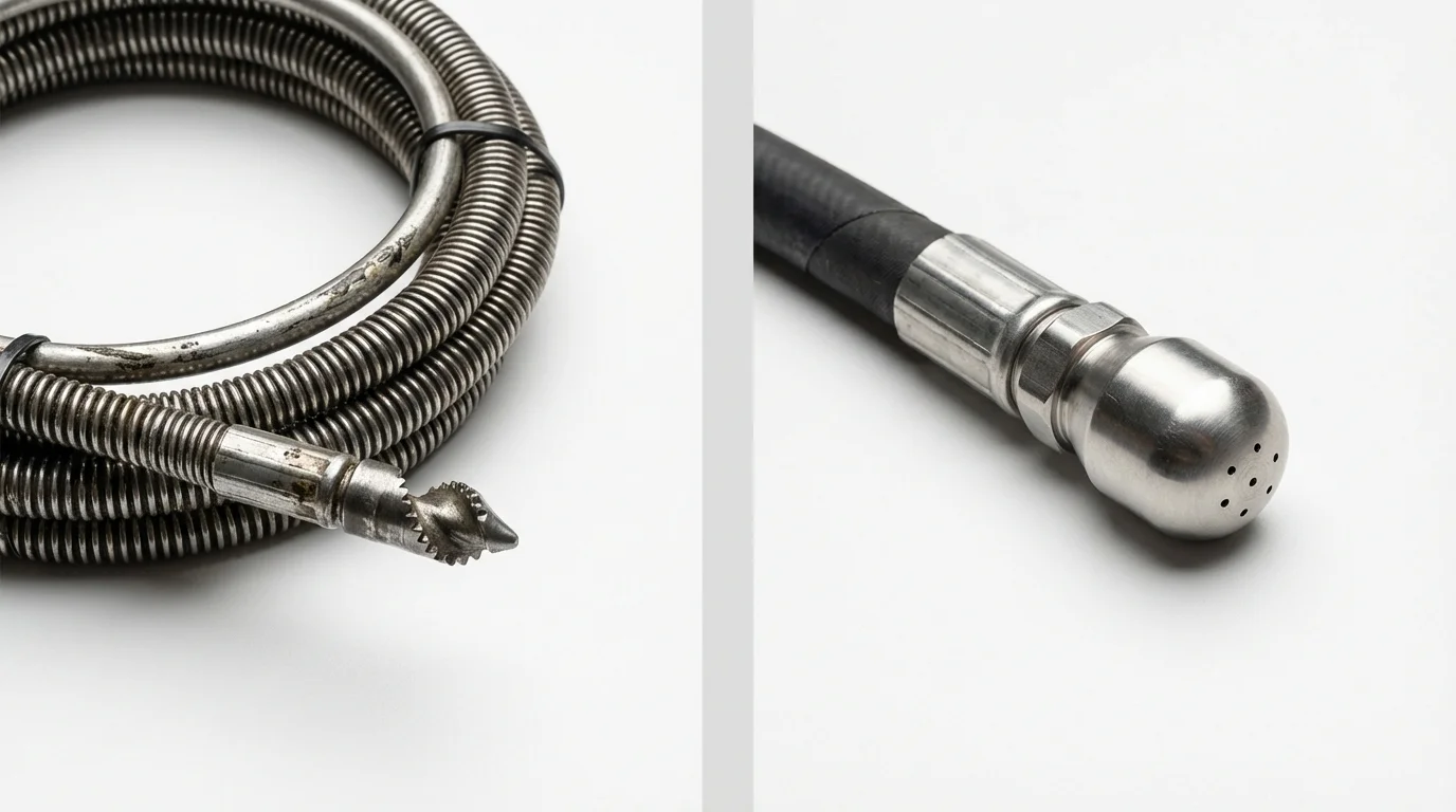 Drain snake cable and hydro jetting nozzle used for drain cleaning in Ruleville, MS