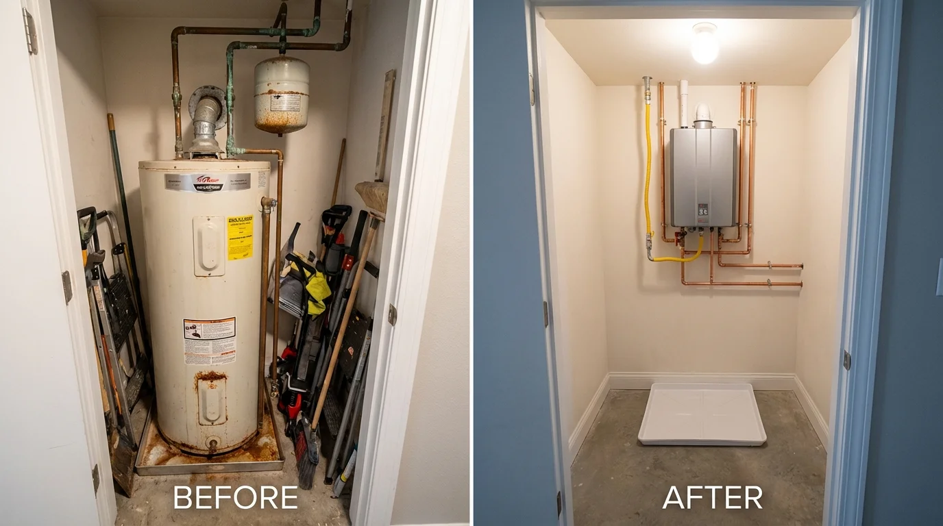 Tank water heater versus wall-mounted tankless unit comparison for Ruleville, MS homeowners