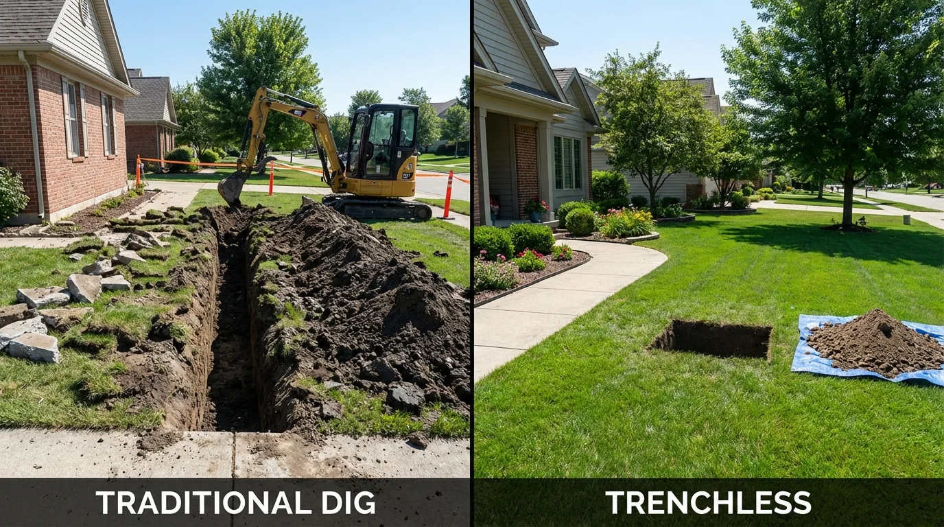 Trenchless sewer repair with minimal yard damage versus traditional excavation in Ruleville, MS